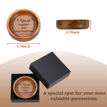 Load image into Gallery viewer, Wooden Ring Dish 5th Anniversary Wood Gifts for Her Him, 5 Year Wooden Gift for Wife Husband, 5 Year Marriage Gifts Anniversary for Couple, Fifth Aniversario Ideas for Women Men Boyfriend Girlfriend