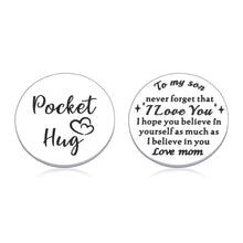Load image into Gallery viewer, Inspirational Gifts for Son from Mom Pocket Hug Token 2023 Graduation Gifts for Son Him Teens Boy Stepson Class of 2023 Sweet 16 18 Birthday Present for Son from Stepmom Keepsakes I Love You Son Gift