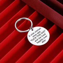 Load image into Gallery viewer, Funny Christmas Keychain Gift for Women Her Sister Girls Mom Best Friend Motivational Birthday Keyring a Wise Woman Once Said and She Lived Happily Ever After Inspirational Divorce Gifts Friendship