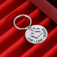Load image into Gallery viewer, VANLOVEMAC Gift for Dog cat Pet Rescue Jewelry Live Love Rescue Keychain Paw Print Jewelry for Dog or Cat Owners