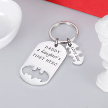 Load image into Gallery viewer, Fathers Day Gift Keychain from Daughter Wife Daddy Birthday Gifts for Stepfather Father in Law Papa Stepdaughter a Daughter’s First Hero Christmas Wedding Anniversary
