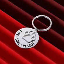 Load image into Gallery viewer, VANLOVEMAC Gift for Dog cat Pet Rescue Jewelry Live Love Rescue Keychain Paw Print Jewelry for Dog or Cat Owners