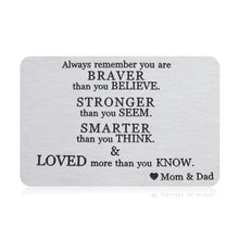 Load image into Gallery viewer, Christmas Engraved Wallet Inserts Gift for Son Daughter Valentines Day Gift from Dad Mom Metal Wallet Card Insert Birthday Graduation Gifts for Stepdaughter Stepson Always Remember