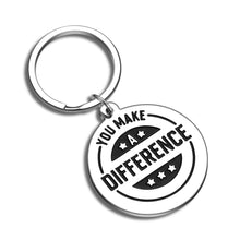 Load image into Gallery viewer, Thank You Gift Keychain for Yourself Coworker Volunteer Appreciation Gifts for Colleague Coach Mentor Employee Staff Gift You Make a Difference Christmas Inspirational Keyring Stocking Stuffer