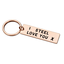 Load image into Gallery viewer, 11 Steel Anniversary Gif for Her Him Funny Couple Keychain for Women Men from Husband Wife Boyfriend Girlfriend Wedding Gifs i Steel Love You Keyring