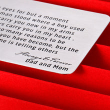 Load image into Gallery viewer, To My Son Gift from Dad Mom Wallet Card Insert Christmas I Love You Birthday for Stepson Valentine Day Inspirational Gift Graduation Wedding Fathers Day Back to School 16 Teen Adult Boys Him Men
