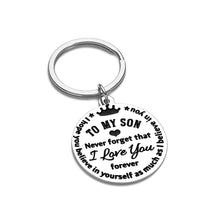 Load image into Gallery viewer, I Love You to My Son Gifts Keychain from Mom Dad Christmas Inspirational Gift Birthday for Stepson Graduation Wedding Fathers Day Valentine Day Back to School 16 Teen Boys Him Men Stocking Stuffers