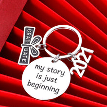 Load image into Gallery viewer, Class of 2021 Keychain Graduation Gifts for Students Nurse Her Inspirational Key Ring Him Grads Daughter Son from Dad Mom Women Men College Boys Girls My Story is Just Beginning Birthday