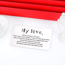 Load image into Gallery viewer, I Love You Valentine Day Gif Engraved Wallet Card Insert for Boyfriend Husband Men Groom Fiancé Christmas Anniversary Wedding for him Birthday Romantic Stocking Stuffers from Wife Girlfriend