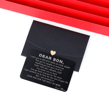 Load image into Gallery viewer, to Son from Mom Christmas Gifts Valentine Day Wallet Card Insert for Step Son from Mom Birthday Graduation Wedding Fathers Day for Adult Men Back to School 16 Teen Boys Him Inspirational Gift