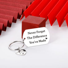 Load image into Gallery viewer, Coworker Goodbye Gifts Keychain Retirement Appreciation Christmas Gift for Women Teachers Boss Colleague Employees Thank You Gifts Farewell Going Away Gift Never Forget The Difference You’ve Made Keychain