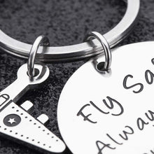 Load image into Gallery viewer, Pilot Gift for Men Women Aviator Fly Safe Keychain Birthday for Flight Attendant Traveling Present from Boyfriend Girlfriend Dad Mom Friend Key Ring