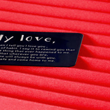 Load image into Gallery viewer, I Love You Valentine Day Gif Engraved Wallet Card Insert for Boyfriend Husband Men Groom Fiancé Christmas Anniversary Wedding for him Birthday Romantic Stocking Stuffers from Wife Girlfriend