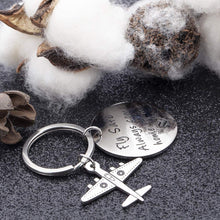 Load image into Gallery viewer, Pilot Gift for Men Women Aviator Fly Safe Keychain Birthday for Flight Attendant Traveling Present from Boyfriend Girlfriend Dad Mom Friend Key Ring