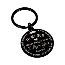Load image into Gallery viewer, I Love You to My Son Gifts Keychain from Mom Dad Christmas Inspirational Gift Birthday for Stepson Graduation Wedding Fathers Day Valentine Day Back to School 16 Teen Boys Him Men Stocking Stuffers