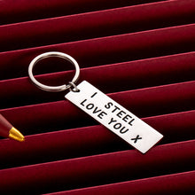 Load image into Gallery viewer, 11 Steel Anniversary Gif for Her Him Funny Couple Keychain for Women Men from Husband Wife Boyfriend Girlfriend Wedding Gifs i Steel Love You Keyring