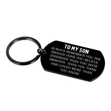 Load image into Gallery viewer, to My Son Keychain Always Remember Inspirational Gifts from Mom Dad Birthday Christmas Stocking Stuffers Wedding Valentine’s Day Graduation Father’s Day Gift for Adult Son 16 Teen Boys Men Him