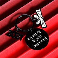 Load image into Gallery viewer, Class of 2021 Keychain Graduation Gifts for Students Nurse Her Inspirational Key Ring Him Grads Daughter Son from Dad Mom Women Men College Boys Girls My Story is Just Beginning Birthday