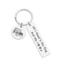 Load image into Gallery viewer, Funny gift keychain for dog Car lover women men gifts for Car Owner Accessories Enthusiasts All I need is my and my dog Wave Paw Print Key Ring