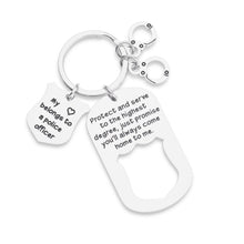 Load image into Gallery viewer, Police Officer Gifts Keychain Cop Gift for Husband from Wife Boyfriend Police Gift from Girlfriend Women Men Protect and Serve to The Highest Degree Key Ring Dog Tag