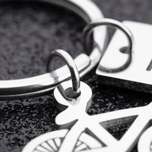 Load image into Gallery viewer, Christmas Gifts for Cycling Enthusiast Ride Safe Keychain i Need You here with me Couples Keychain Gift for Boyfriend Husband Father Birthday Gifts Dad Key Ring Men Women