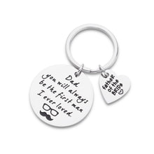 Load image into Gallery viewer, Christmas Gift for Dad Father in Law Step Dad Fathers of Bride Keychain from Daughter Girls Son Teen Men Dad You Will Be The First Man i Loved Wedding Stocking Stuffers Key Ring