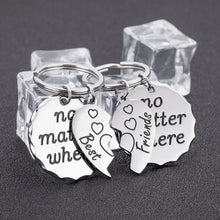Load image into Gallery viewer, Best Friend Christmas Gifts Keychain Set Stocking Stuffers No Matter Where Best Friends- BFF Birthday Gift Friendship for Women Men Girls Boys Puzzle Graduation Wedding Wedding Key Ring (2pcs)
