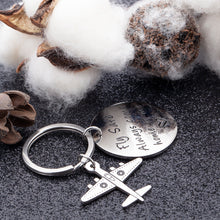 Load image into Gallery viewer, Pilot Gift for Men Women Aviator Fly Safe Keychain Birthday for Flight Attendant Traveling Present from Boyfriend Girlfriend Dad Mom Friend Key Ring