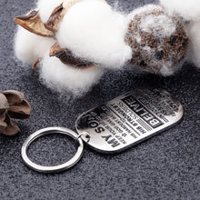 Load image into Gallery viewer, To My Son Inspirational Christmas Gif Keychain for Boys Teenage Kids from Dad Father In Law Men Birthday College Graduation Encouragement Stocking Stuffers Key Ring Gifs Family