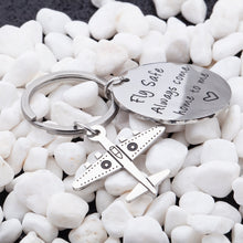 Load image into Gallery viewer, Pilot Gift for Men Women Aviator Fly Safe Keychain Birthday for Flight Attendant Traveling Present from Boyfriend Girlfriend Dad Mom Friend Key Ring