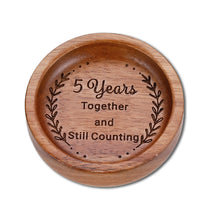 Load image into Gallery viewer, Wooden Ring Dish 5th Anniversary Wood Gifts for Her Him, 5 Year Wooden Gift for Wife Husband, 5 Year Marriage Gifts Anniversary for Couple, Fifth Aniversario Ideas for Women Men Boyfriend Girlfriend
