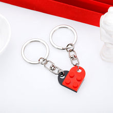 Load image into Gallery viewer, Couples Matching Stuff Gifts for Boyfriend Girlfriend Best Friends BFF Gift for Him Her Wife Husband Valentines Day Anniversary Birthday Christmas Small Unique Red Black Heart Brick Keychain
