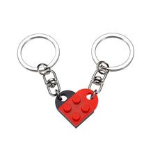 Load image into Gallery viewer, Couples Matching Stuff Gifts for Boyfriend Girlfriend Best Friends BFF Gift for Him Her Wife Husband Valentines Day Anniversary Birthday Christmas Small Unique Red Black Heart Brick Keychain
