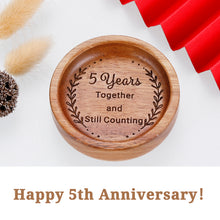 Load image into Gallery viewer, Wooden Ring Dish 5th Anniversary Wood Gifts for Her Him, 5 Year Wooden Gift for Wife Husband, 5 Year Marriage Gifts Anniversary for Couple, Fifth Aniversario Ideas for Women Men Boyfriend Girlfriend
