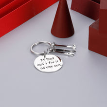 Load image into Gallery viewer, Dad Gift for Father In Law Stepfather Funny Birthday Keychain Retirement Gifts for Papa If Dad Can’t Fix It No One Can Step Dad Christmas Wedding Fathers Day Keyring

