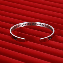 Load image into Gallery viewer, VANLOVEMAC Funny Mom Bracelet for Mothers Day Best Friend Women Her Sister Birthday Cuff for Nurse Graduation A Wise Woman Once Said and She Live Divorce Gifts Friendship Christmas Gift
