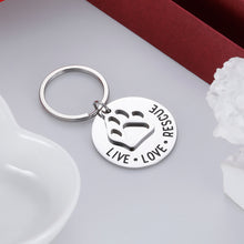Load image into Gallery viewer, VANLOVEMAC Gift for Dog cat Pet Rescue Jewelry Live Love Rescue Keychain Paw Print Jewelry for Dog or Cat Owners
