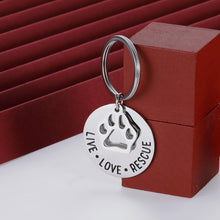 Load image into Gallery viewer, VANLOVEMAC Gift for Dog cat Pet Rescue Jewelry Live Love Rescue Keychain Paw Print Jewelry for Dog or Cat Owners
