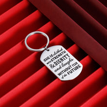 Load image into Gallery viewer, Chr.stian Gifts for Women Girl Inspirational Keychain for Bible Verse Feminist Mother Mom Sister Motivational Gift She Is Clothed With Strength And Dignity Christmas Stocking Stuffer Birthday
