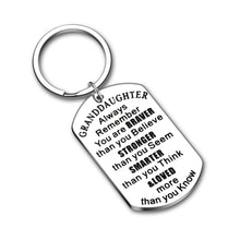 Load image into Gallery viewer, Christmas Gif Inspirational Keychain Stocking Stuffers for Granddaughter from Grandma Grandpa Grandparents from Mimi Mamaw Nana Always Remember You Are Braver Valentine's Day
