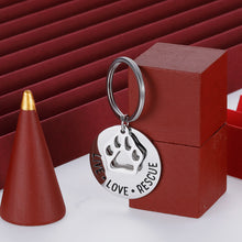 Load image into Gallery viewer, VANLOVEMAC Gift for Dog cat Pet Rescue Jewelry Live Love Rescue Keychain Paw Print Jewelry for Dog or Cat Owners
