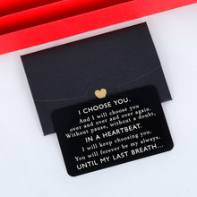 Load image into Gallery viewer, Engraved Wallet Card Insert Gift to Boyfriend Husband Men Him for Christmas Anniversary Birthday Valentines Day Wedding from Wife Girlfriend Card for Groom Engagement Fathers Day Stocking Stuffers
