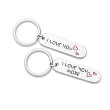 Load image into Gallery viewer, Couple Keychains Set I Love You More Christmas Gifs for Him And Her Anniversary Wedding Gif for Girlfriend Boyfriend Husband Wife Best Friend Gifs Long Distance Relationship Valentine (2pcs)
