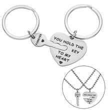 Load image into Gallery viewer, Couple Keychains Set Necklace Gift for Wife Husband Boyfriend Girlfriend Him Her You Hold the Key To My Heart Forever Anniversary Wedding Valentine Birthday Jewelry Key Ring Charm Gift (2pcs)
