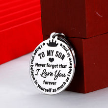 Load image into Gallery viewer, I Love You to My Son Gifts Keychain from Mom Dad Christmas Inspirational Gift Birthday for Stepson Graduation Wedding Fathers Day Valentine Day Back to School 16 Teen Boys Him Men Stocking Stuffers
