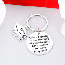 Load image into Gallery viewer, Graduation Gifts Keychain for Class 2021 Her Him Inspirational Gift Key Ring for Daughter Son Women Men Best Friend College Boys Girls Go Confidently in The Direction Of Your Dream
