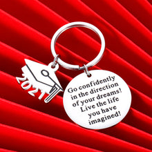 Load image into Gallery viewer, Graduation Gifts Keychain for Class 2021 Her Him Inspirational Gift Key Ring for Daughter Son Women Men Best Friend College Boys Girls Go Confidently in The Direction Of Your Dream
