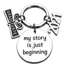 Load image into Gallery viewer, Class of 2021 Keychain Graduation Gifts for Students Nurse Her Inspirational Key Ring Him Grads Daughter Son from Dad Mom Women Men College Boys Girls My Story is Just Beginning Birthday
