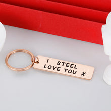 Load image into Gallery viewer, 11 Steel Anniversary Gif for Her Him Funny Couple Keychain for Women Men from Husband Wife Boyfriend Girlfriend Wedding Gifs i Steel Love You Keyring
