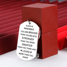 Load image into Gallery viewer, Police Officer Gifts Keychain Inspirational Cop Gift for Husband Boyfriend Son Daughter Police to Be Boys Girls Student Gift from Mom Dad Wife for Women Men Always Remember You are Braver Keyring Tag
